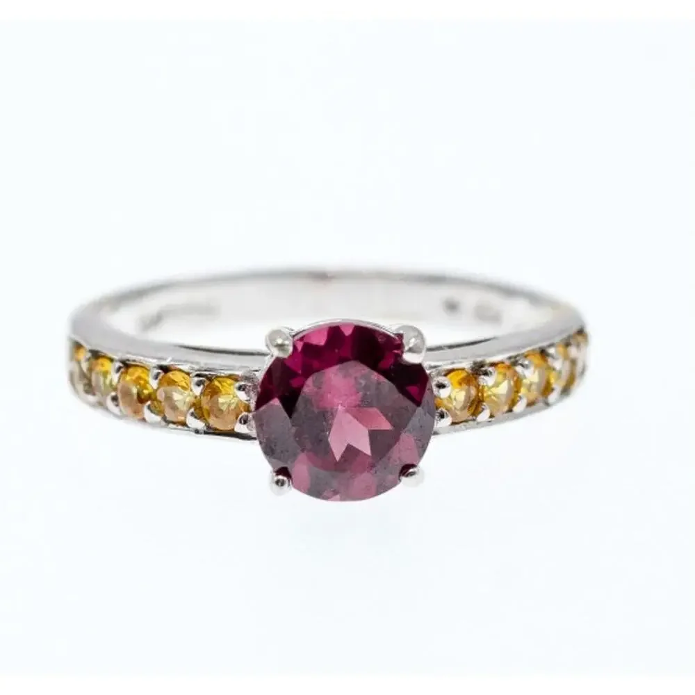 925 Sterling Silver Almandine & Heliodor Ring Size 9